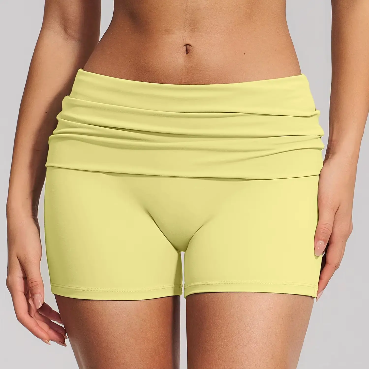 Fitness Shorts Women Fold Over Waist Yoga Shorts Summer Workout Running Cycling Sports Shorts Women Push Up Gym Short Leggings