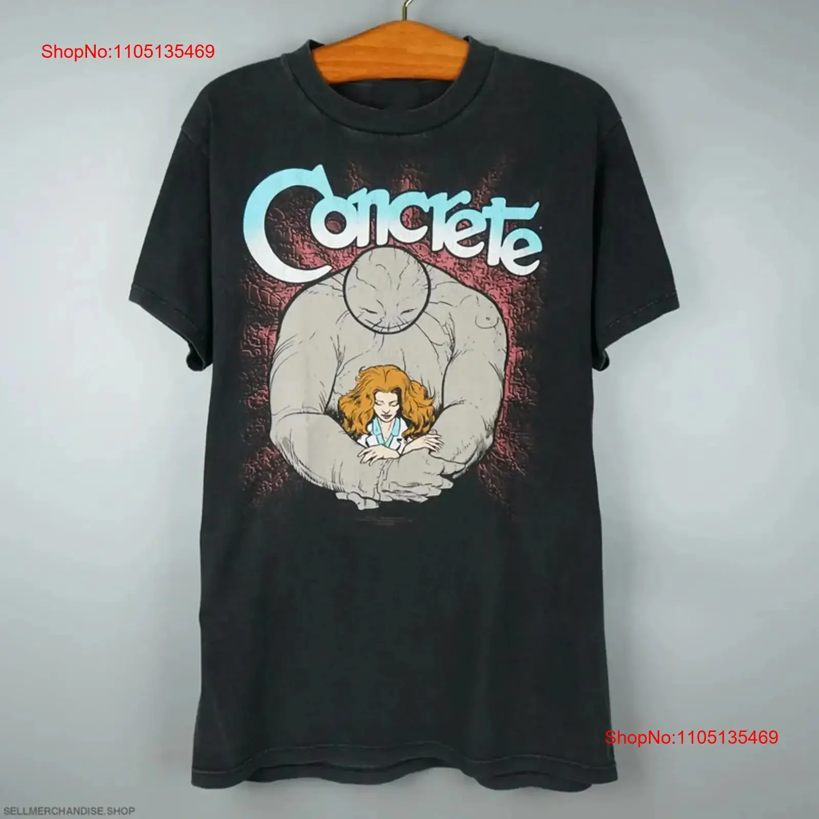 Vtg Concrete Band álbum música algodón negro todas las tallas camiseta BT350 vintage lavado transpirable homme versátil ligeramente Casual