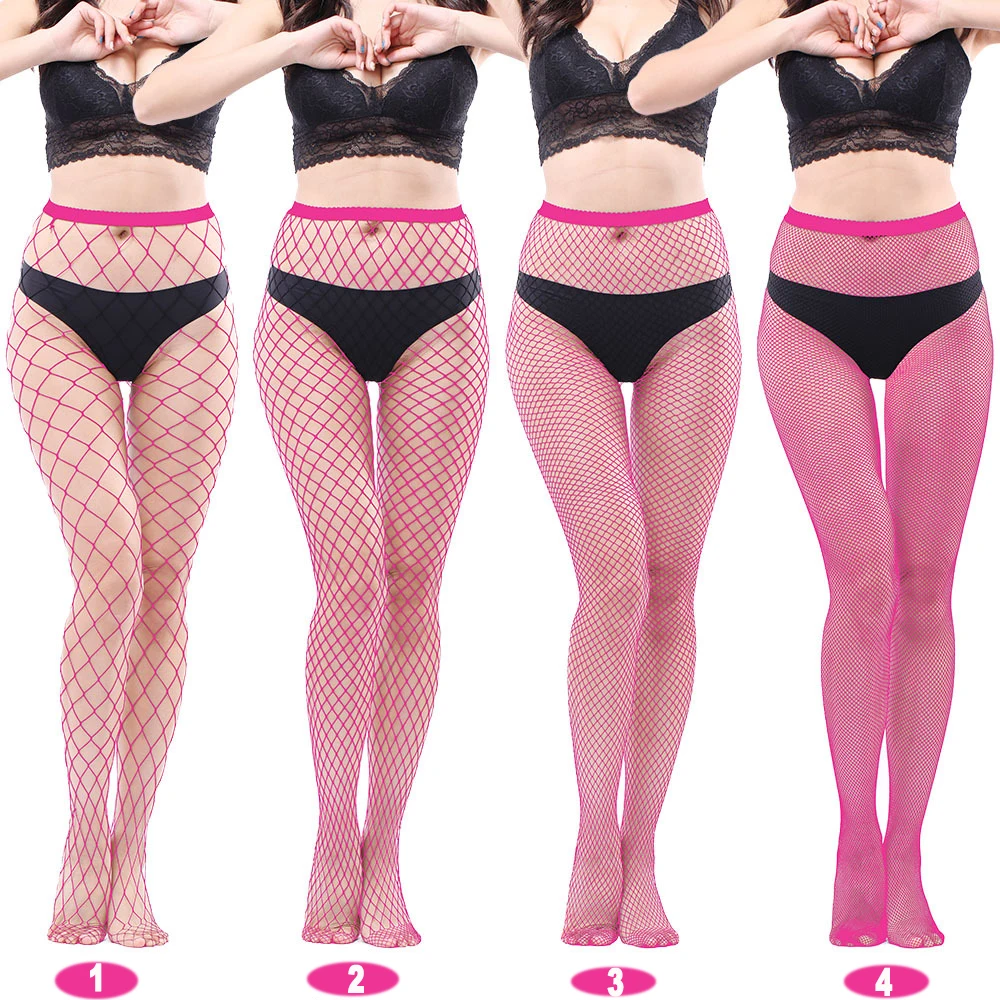 

4 Pairs Women Fishnet Stockings Tights Pantyhose Thigh High Stockings Waist Fishnets