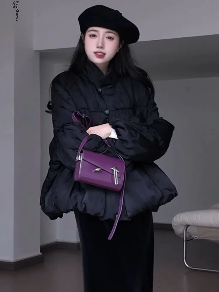 Único ort bla feminino para baixo jaet 2025 novo chinês sle pão casaco thi outerwear commute sle fibra de poliéster