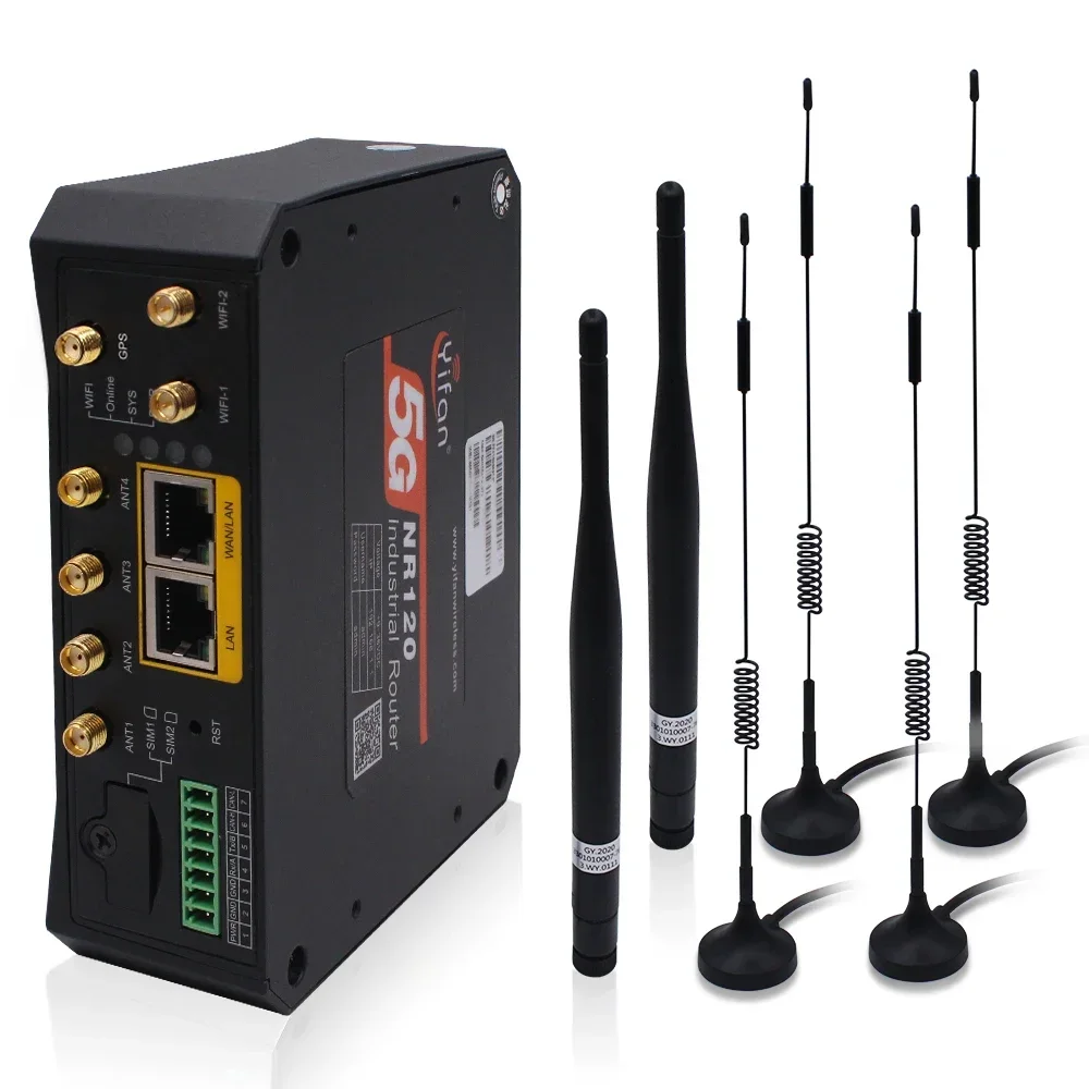 Yifan NR120-R Industrial 5G RedCap IoT Router Dual-SIM Failover Modem يدعم GRE، IPSEC X35 Chipset