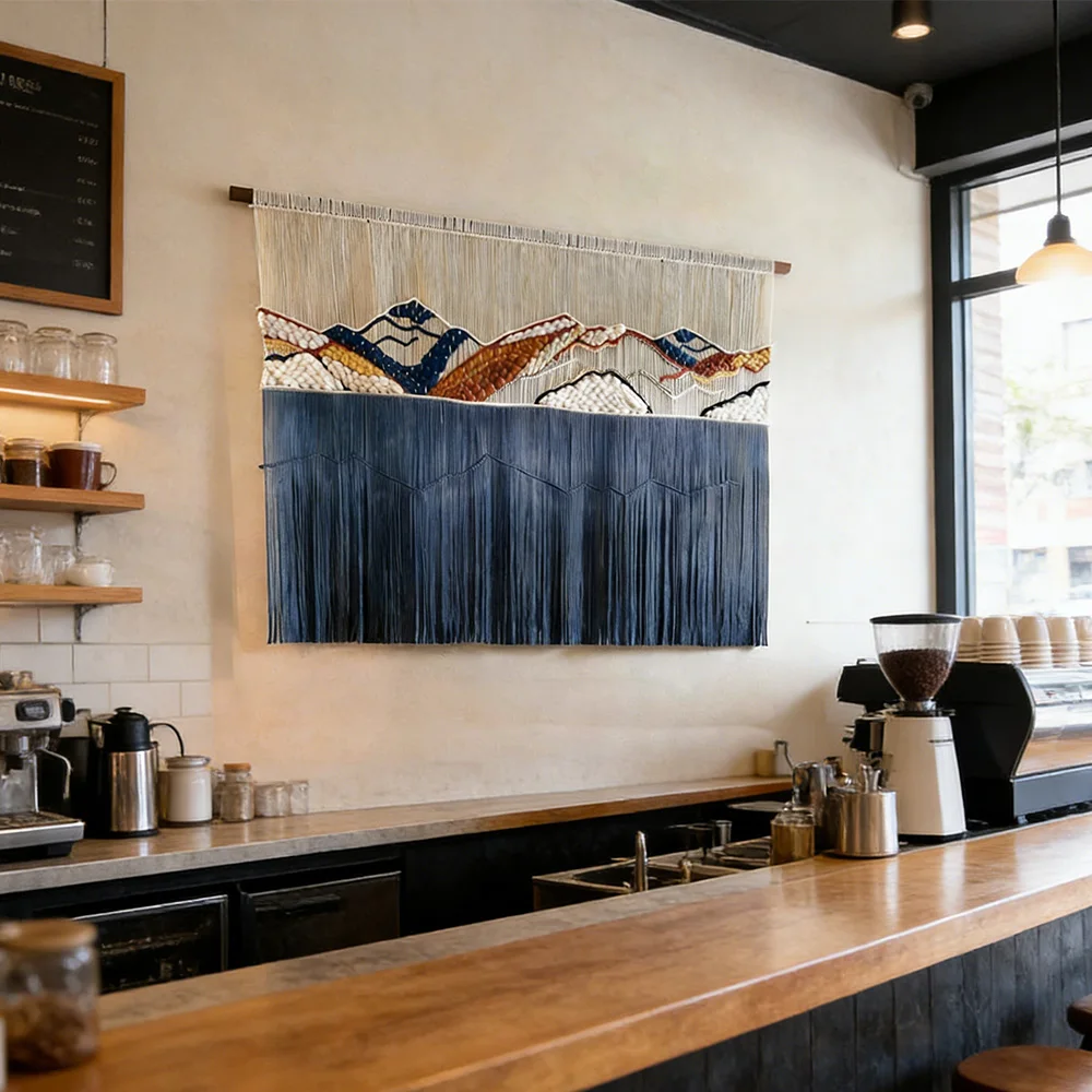 %ss Customizable Handcrafted Ocean Wave Fringe Macrame Wall Sculpture for Interior Design Studios & Luxury Home Brands~*