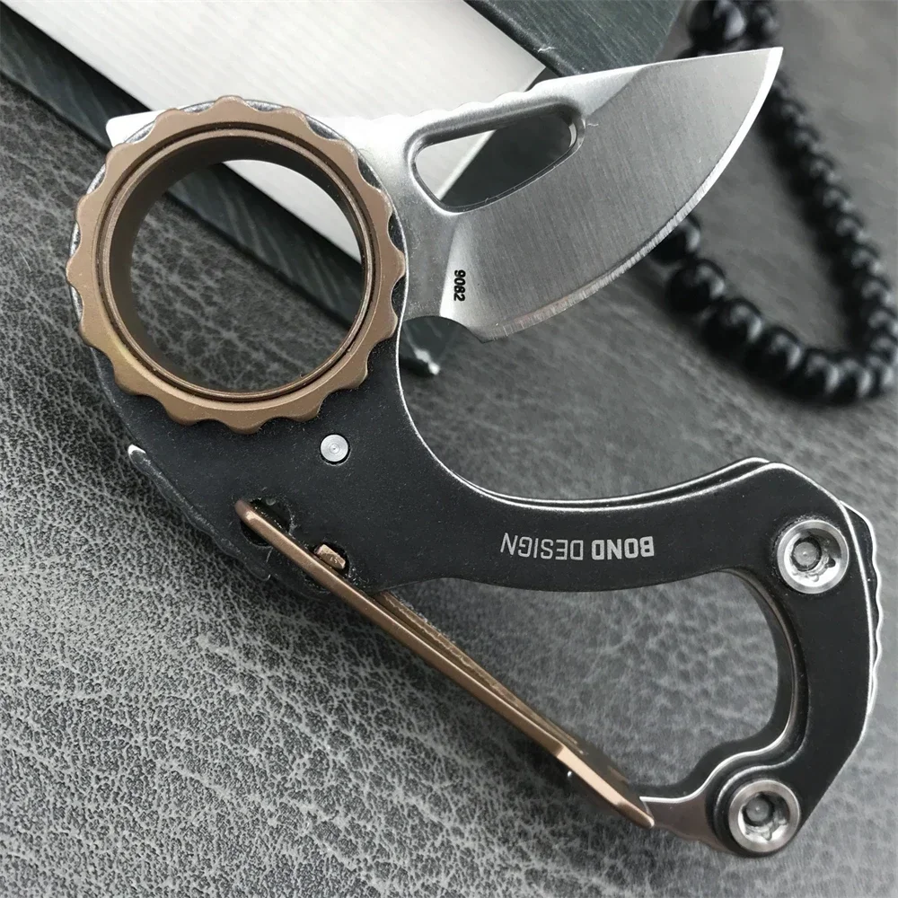 Newest Mini CR 9082 Compano Neck Chain Small Folding Pocket Knife 8Cr13Mov Blade 420 Steel Handles Outdoor EDC Camping Knives