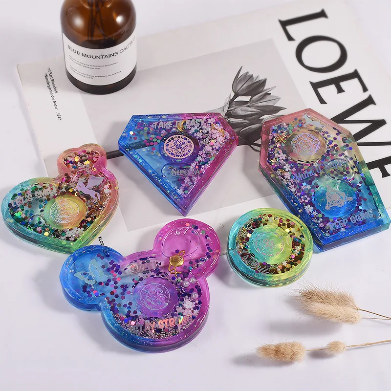 Diamond Bear Geometric Pendant Silicone Molds Jewelry UV Resin Mold Keychain Molds for Epoxy Resin Creative Resin Art Craft DIY