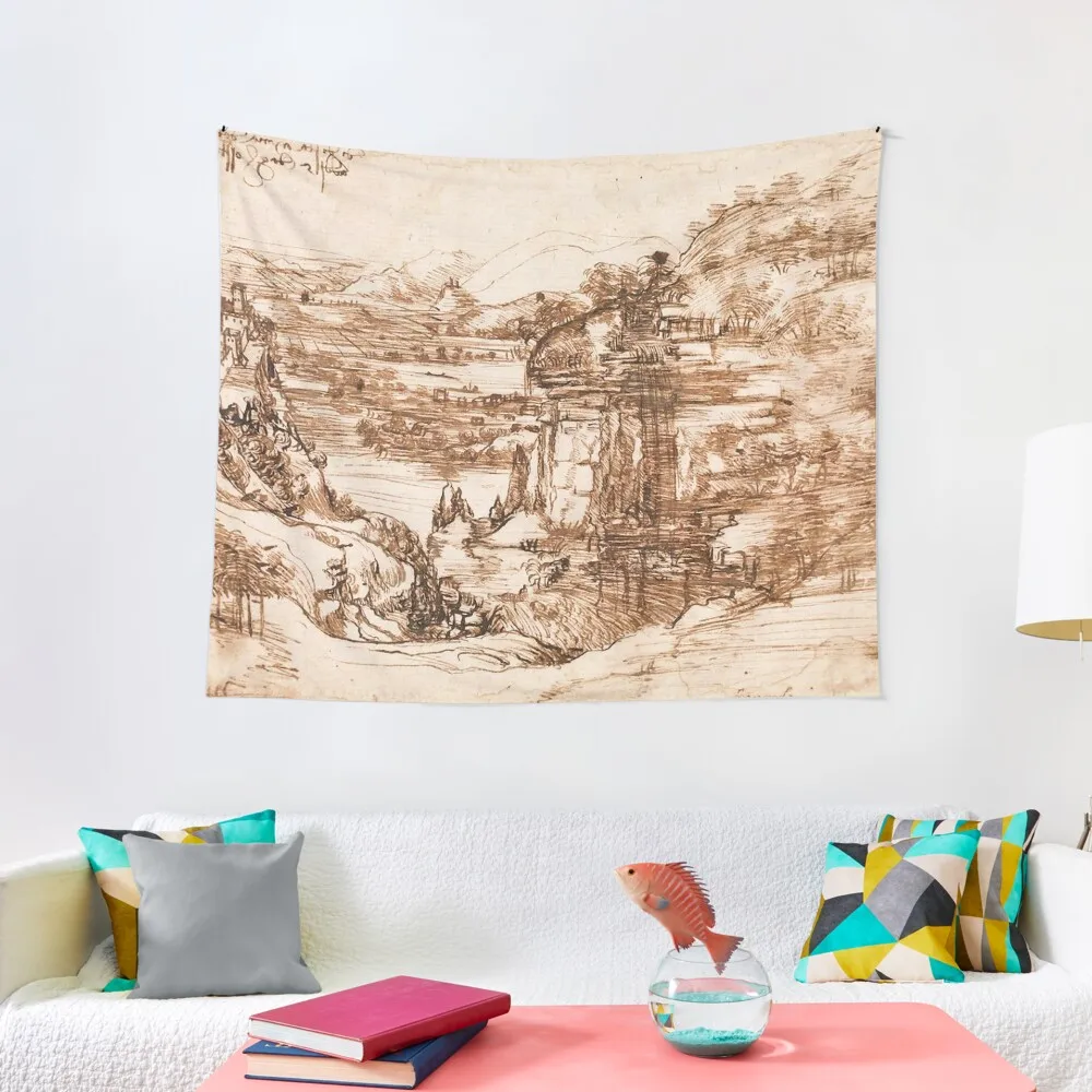 

Leonardo da Vinci Landscape drawing for Santa Maria della Neve Tapestry Bedrooms Decor Room Design Tapestry