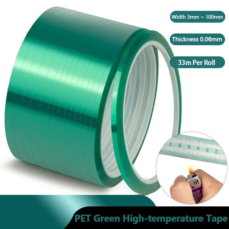 Width 3mm ~ 100mm Green Heat Resistant PCB Solder SMT Plating Shield Insulation Protection PET Film Tape High Temperature Sealer