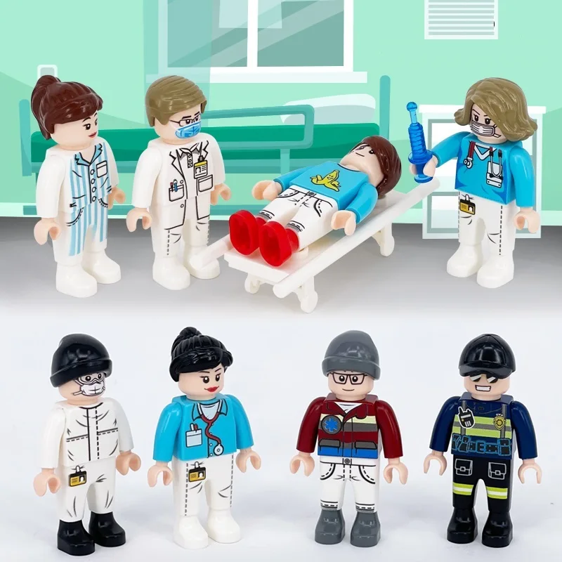 Doctors Nurses Patient City Police MOC 4.5cm People SWAT Building Blocks Figures Bricks Mini Toys for Boys Gift Toys No Playmobi