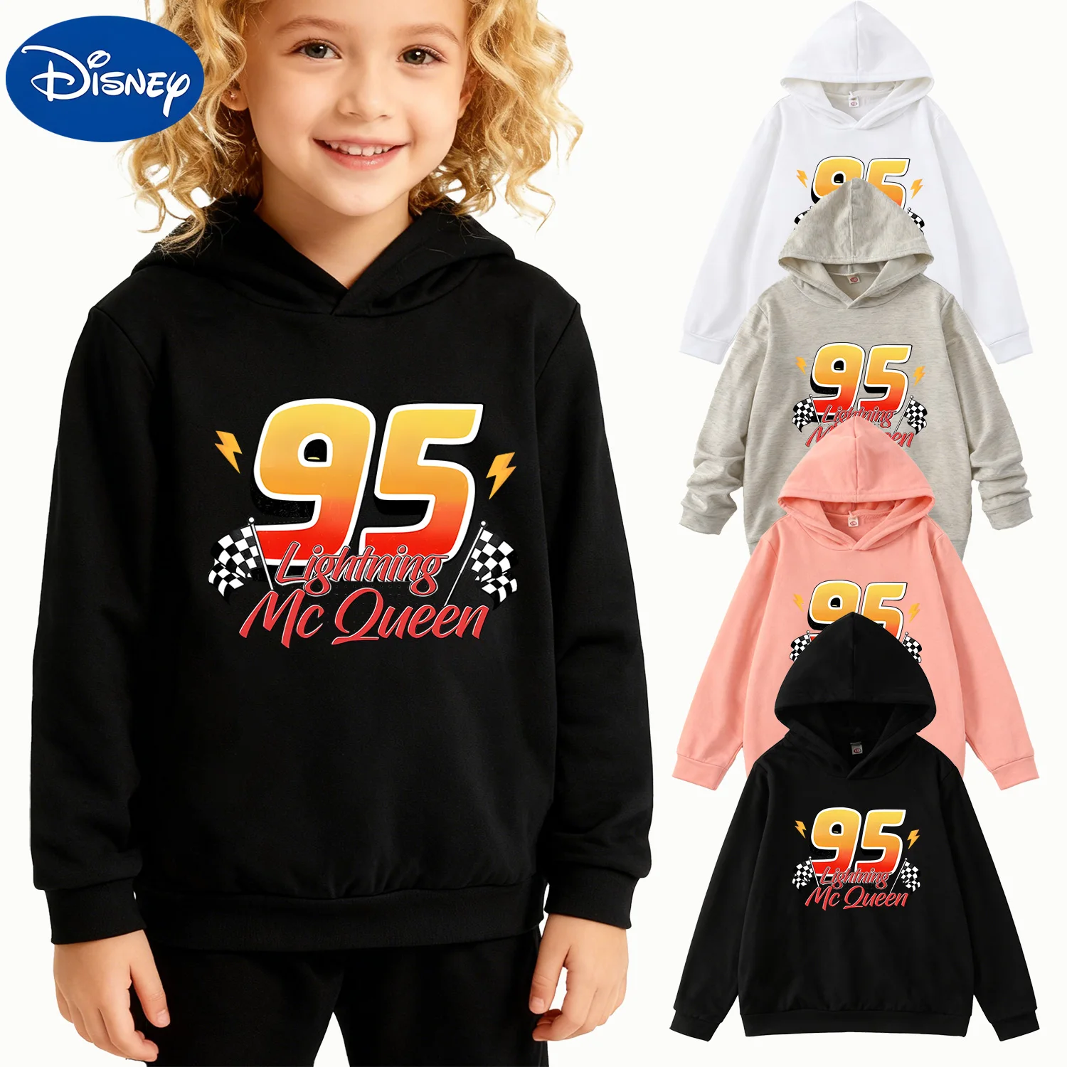 

Детская толстовка с капюшоном Disney Cars Lightning McQueen 95, черный пуловер
