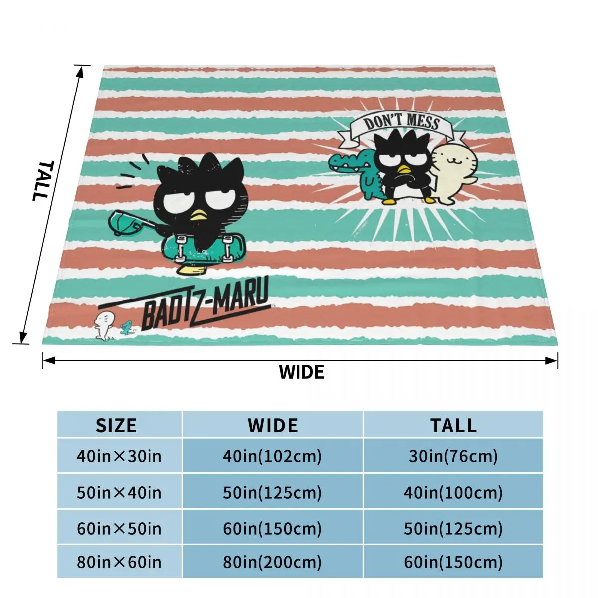 Sanrio Blanket Badtz Maru Flannel Autumn/Winter Breathable Thin Throw Blankets For home Rug Piece