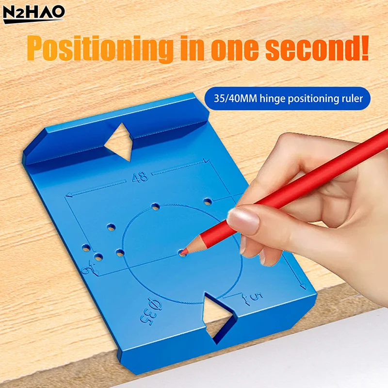 2Pcs Hinge Drilling Locator Cabinet Door Hinge Punching Positioning Ruler Template Woodworking Hinge Installation Auxiliary Tool