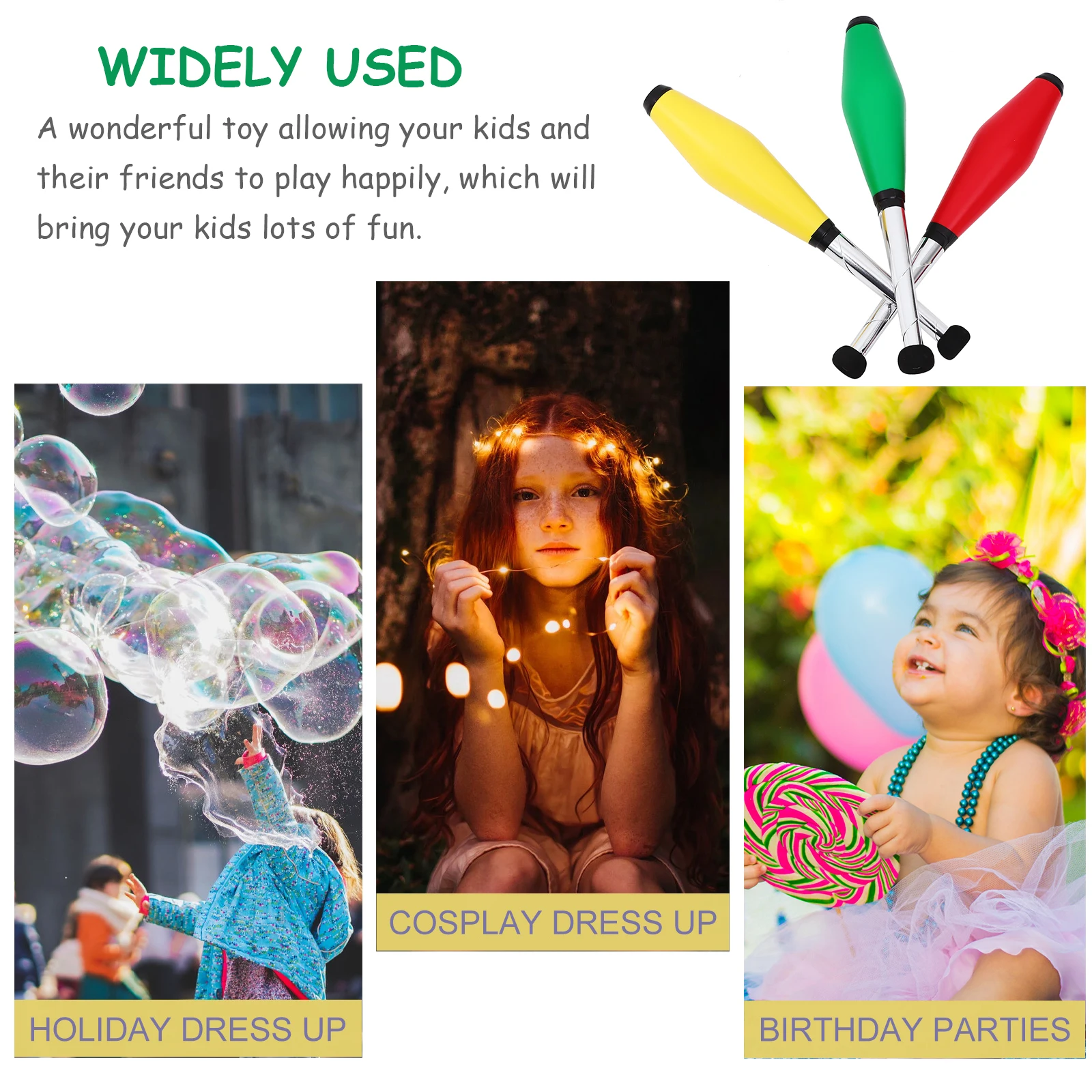 Ensemble de jeu toupie pour enfants, 3 pièces, bâtons de jonglage amusants en plein air, activité de jeu, idée cadeau de fête, couleur aléatoire