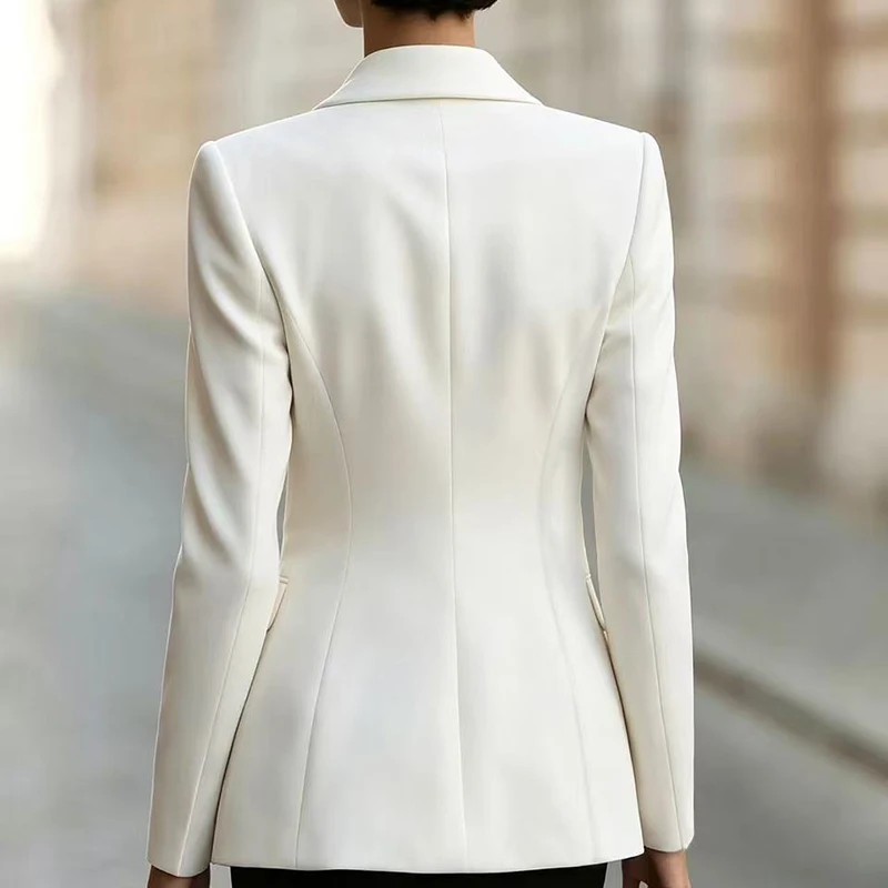 Women's Turn-down Collar Solid Top Blazer Autumn Long Sleeve Tie Front Slim Fit Jacket Outerwear Spring Elegant Office Suit Coat