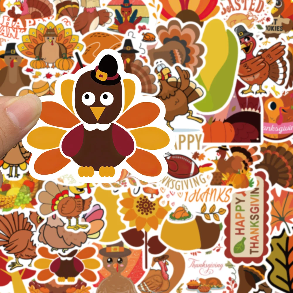 50 шт., наклейки на День Благодарения, мультяшные наклейки, кленовый лист, граффити, наклейки, сделай сам, чемодан, ноутбук, телефон, гитара