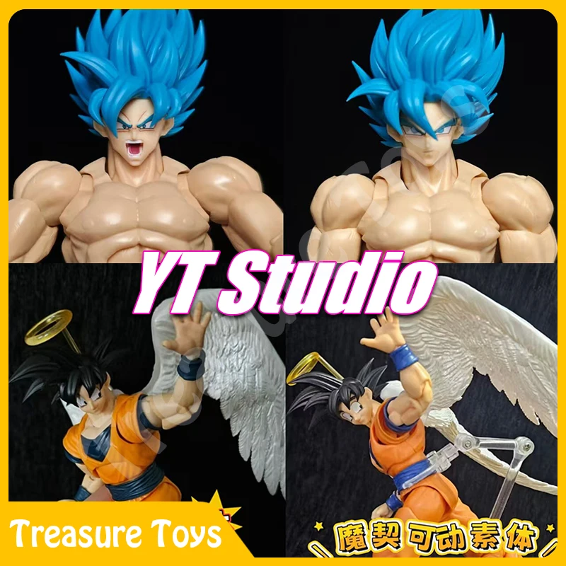 

YT Studio Dragon Ball Super Saiyan God Son Goku Blue Head Аксессуары Крылья Ангела Голова Скульптура Аниме Фигурки Игрушки Подарки