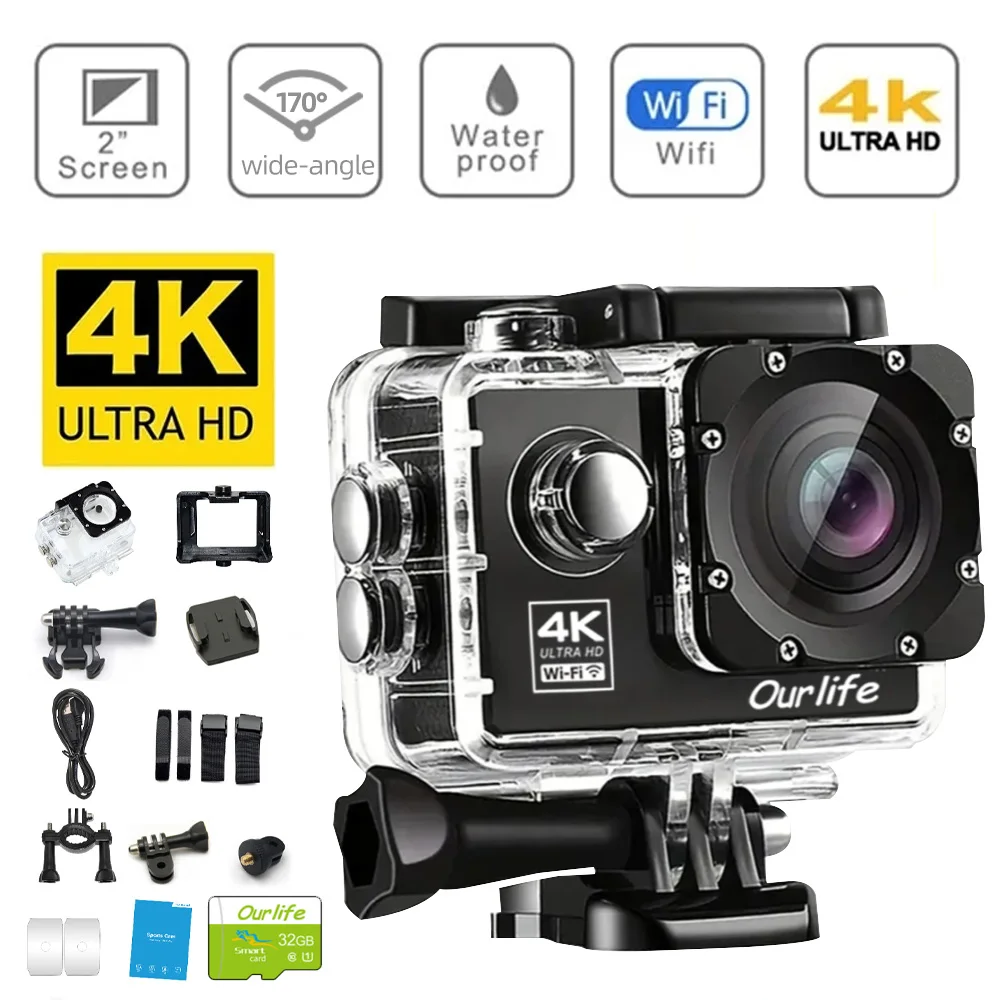 Action Camera Ultra HD 4K30FPS 16.0MP Wi-Fi 2.0