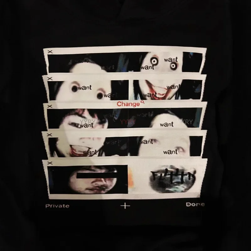 Ugly Print Hoodie Y2K Retro Streetwear Sweatshirt Jacket European Ins Funny Long Sleeve Pullover Casual Jacket Men Women New