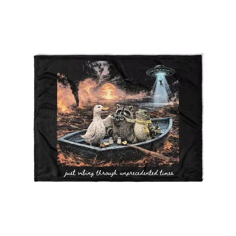 Gaslight Gatekeep Girlboss Racoon Silly Goose Throw Blanket Unhinged Introverts Soft Fleece Blanket for Couch Bedroom