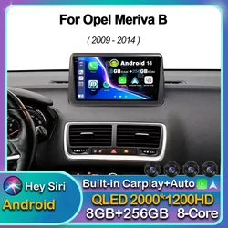 Android 14 Carplay Auto Car Radio For Opel Meriva B 2009 2010 2011 2012 2013 2014 Multimedia GPS Player Stereo WIFI+4G video DSP
