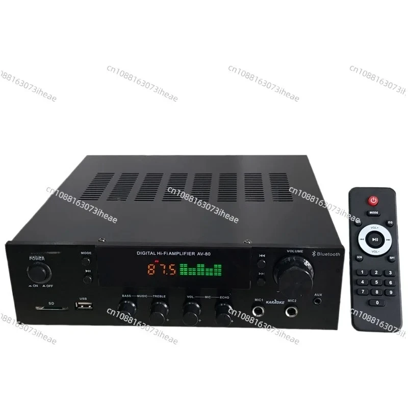 

2-Channel power amplifier household, karaoke power amplifier digital high power with card remote control Bluetooth HIFI