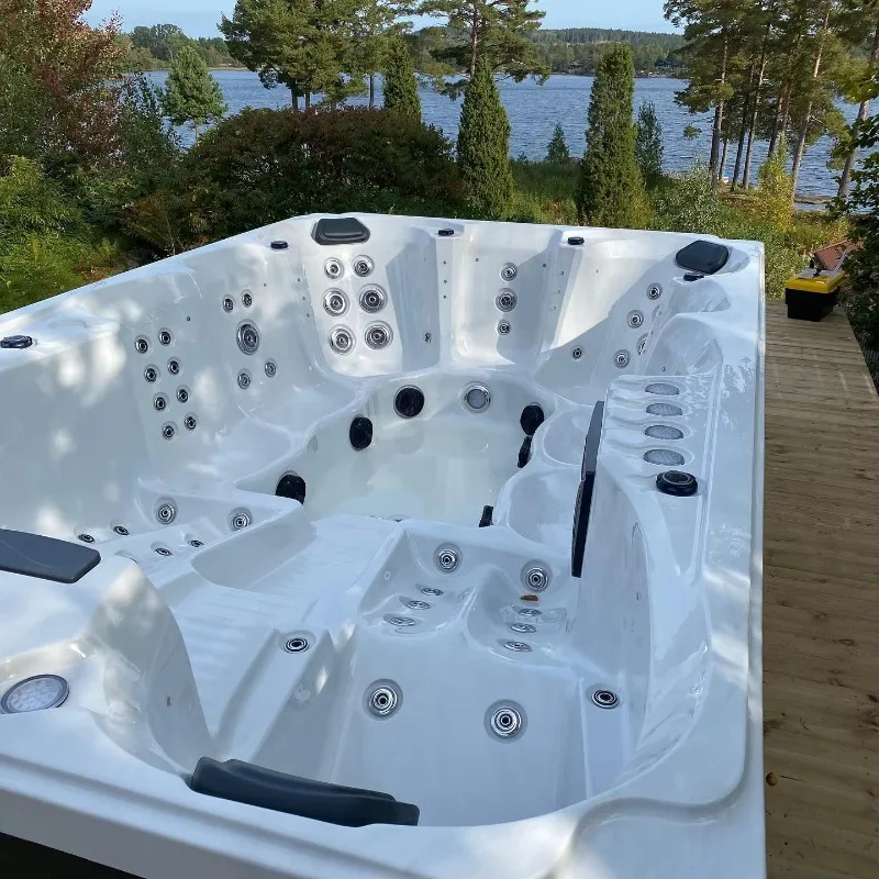 8 Person Outdoor Hot Tub Whirlpool Hydromassage Bathtub Spa with Large Space 2-7 Seats Swim Spa - Relaxing Home Spa Experience