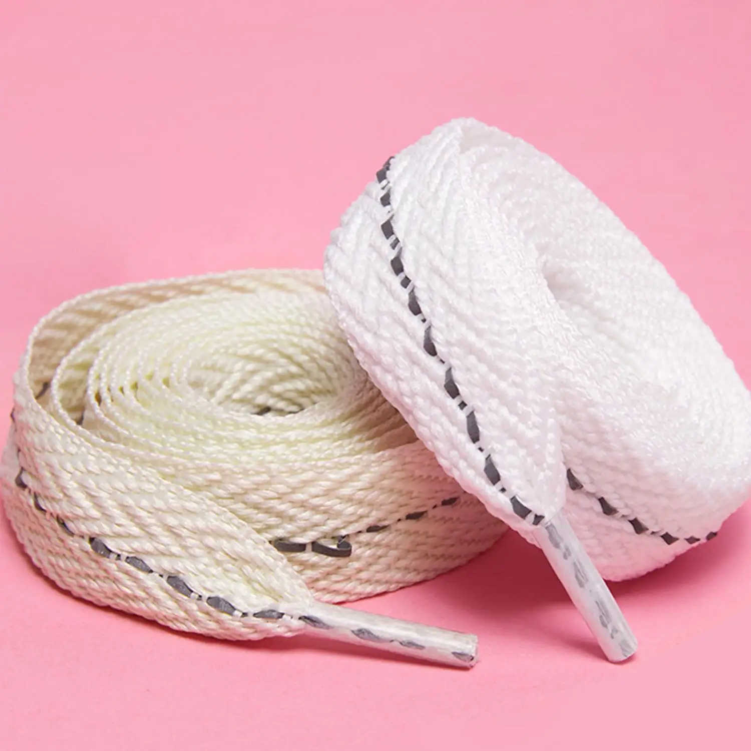 1 Pair Striped Flat Shoelaces 2cm Wide White Weave Shoe Laces High-top Sneaker Canvas Shoelace Shoes Strings Accessories