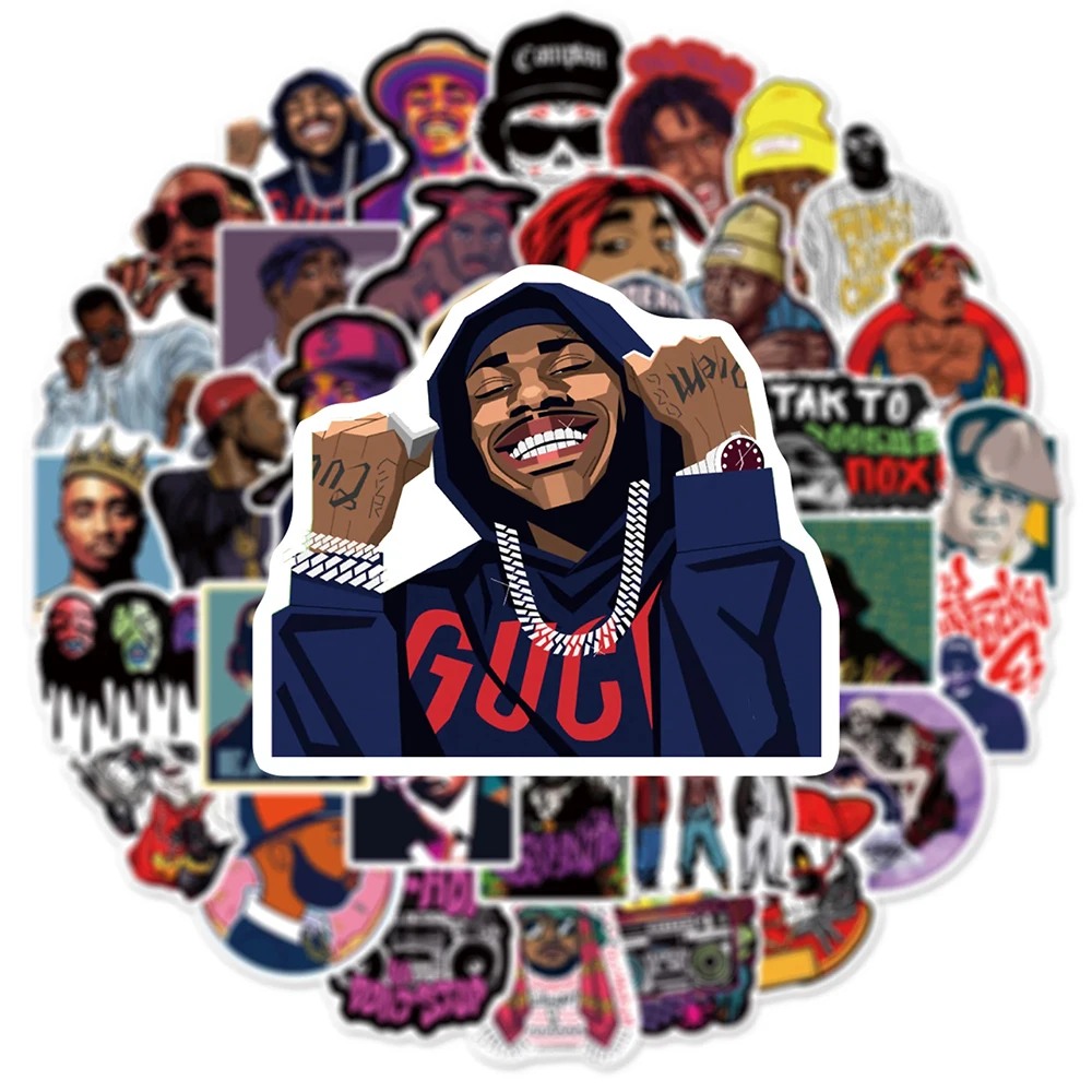 10/30/50PCS Hip Hop Rapper Stickers Pop Singer Laptop Skateboard Car Suitcase Kid Toy PVC Waterproof Decal Cool Graffiti Sticker