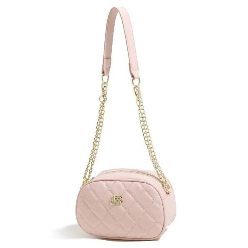 Bolso bandolera mini acolchado en blanco, negro y rosa claro, con cadena dorada, gran capacidad, bolso de mano con cadena para el hombro, monedero para el teléfono, ideal para el día a día, para mujeres y niñas.