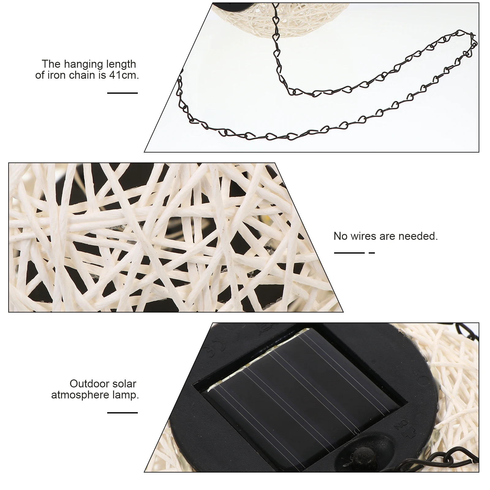 

Solar Rattan Ball Light Premium Plastic Hanging Globe Pendant Outdoor Garden Lamp Warm Yellow Lighting For Courtyard Festival