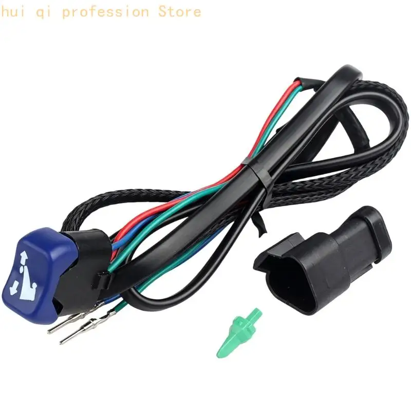 Marine Raise and Lower Control Button for Outboard Motor Trim Operation with Up and Down Markings, Braided Harness, and Locking