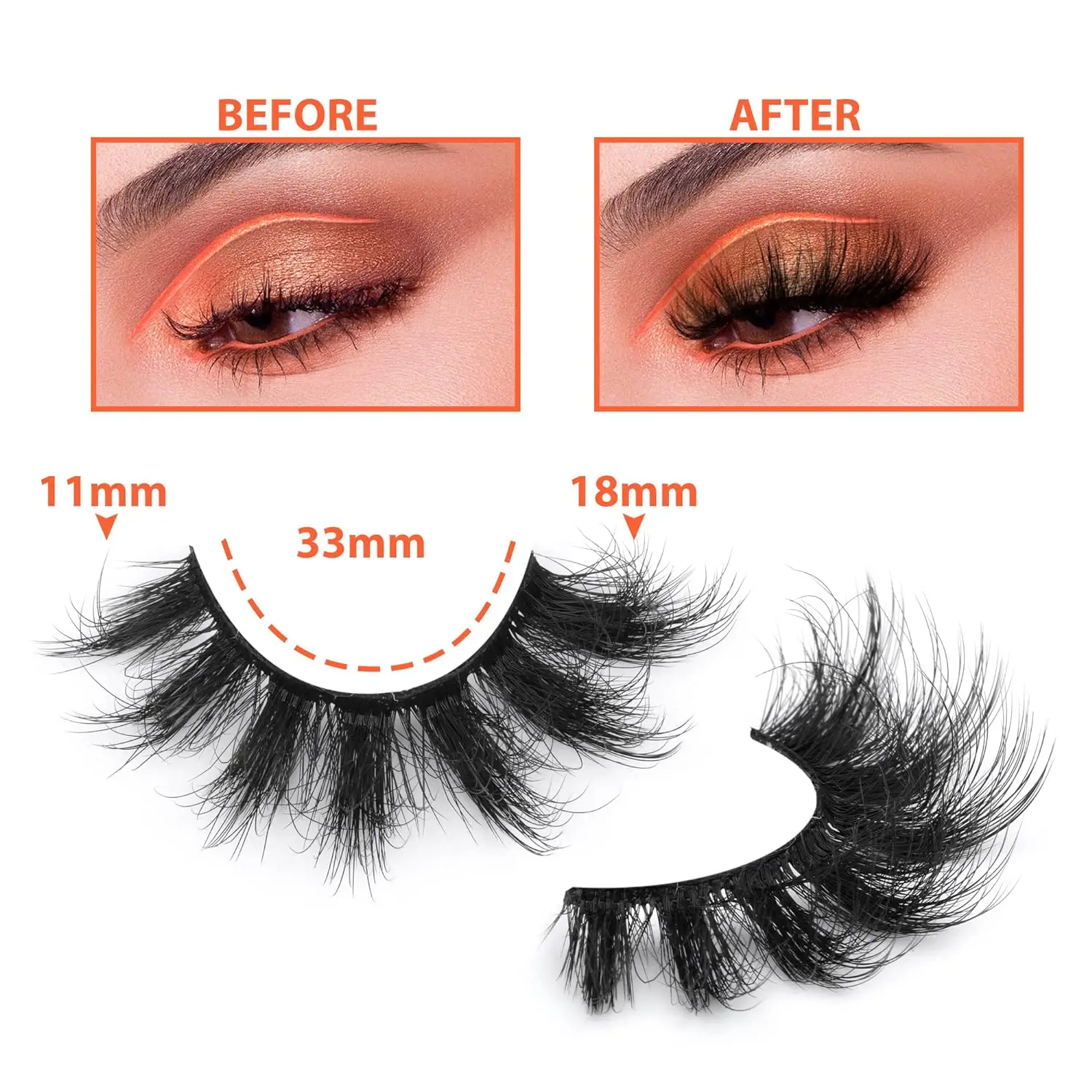 7pairs Fluffy Lashes 8D False Eyelashes 20mm Faux Mink Lashes Natural Fake Lashes Thick Volume Eyelashes Cat Eye Lashes