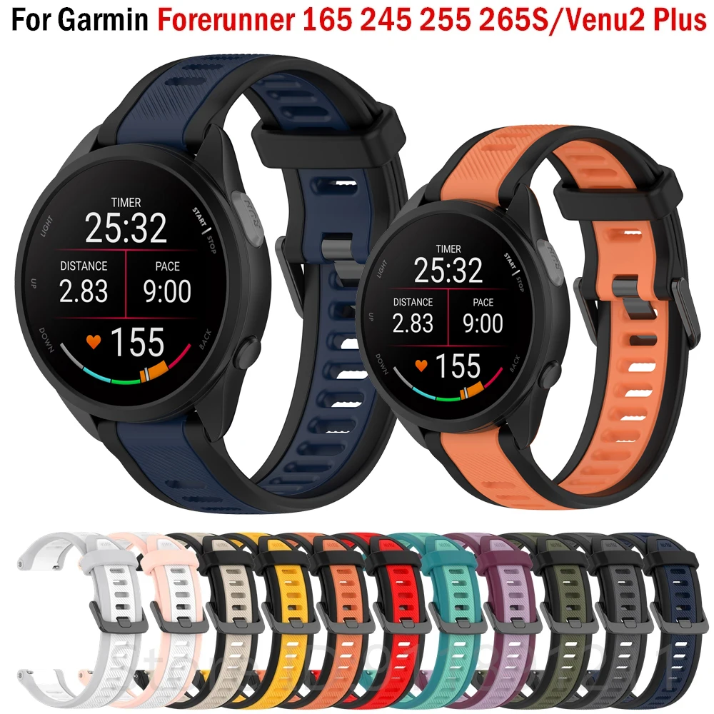 สายสมาร์ทวอท์ช18mm/20mm/22mm สำหรับ Garmin Forerunner 165 245 645 255 265S 265S venu 2 plus Vivoactive3สายคล้อง5 SQ2