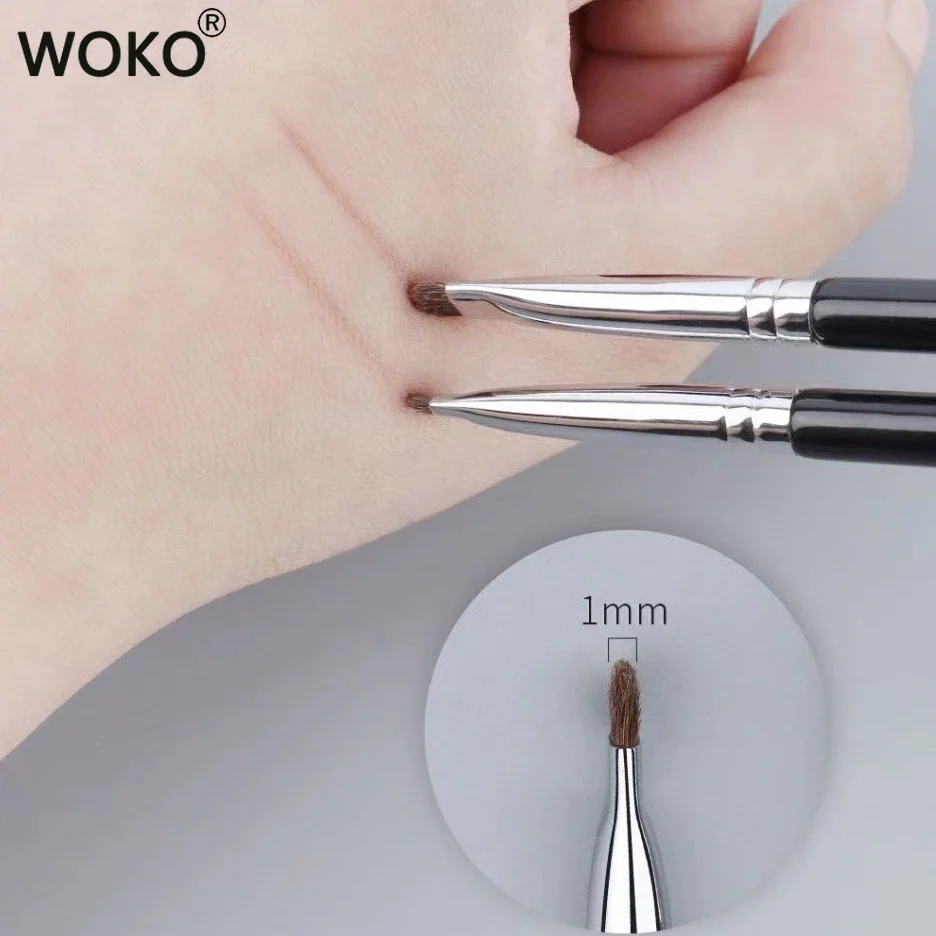 Horse Hair Flat Eyeshadow Brush Precision Smokey Smudge Liner Angled Shader Professional Makeup Brush Tool