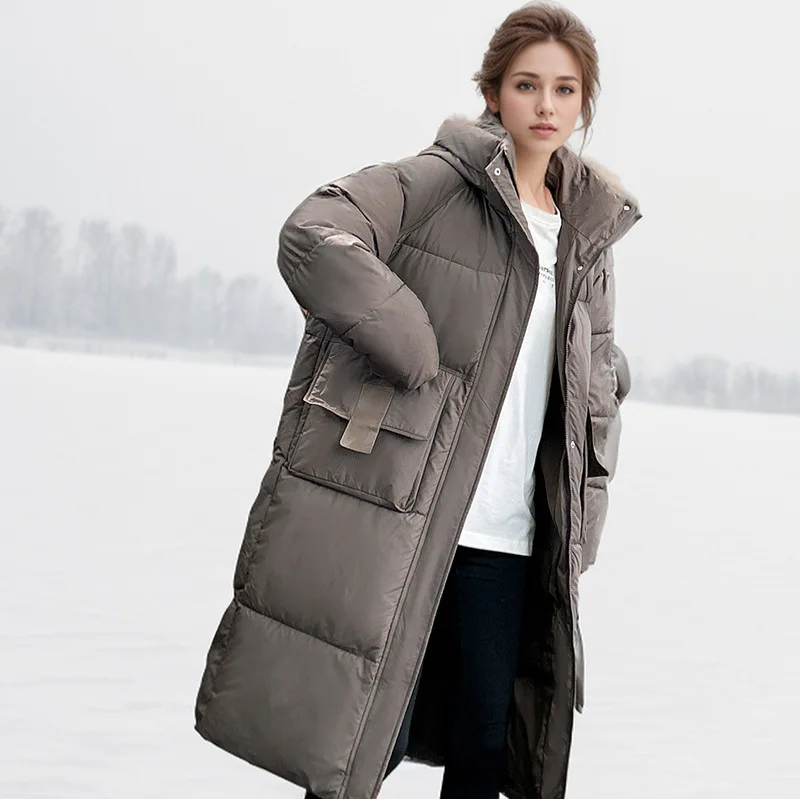 Thick Warm Long Cotton Jacket Winter Women\'s Large Pocket Casual Loose Hooded Parkas Female Pure Color Casual Jacket For Women