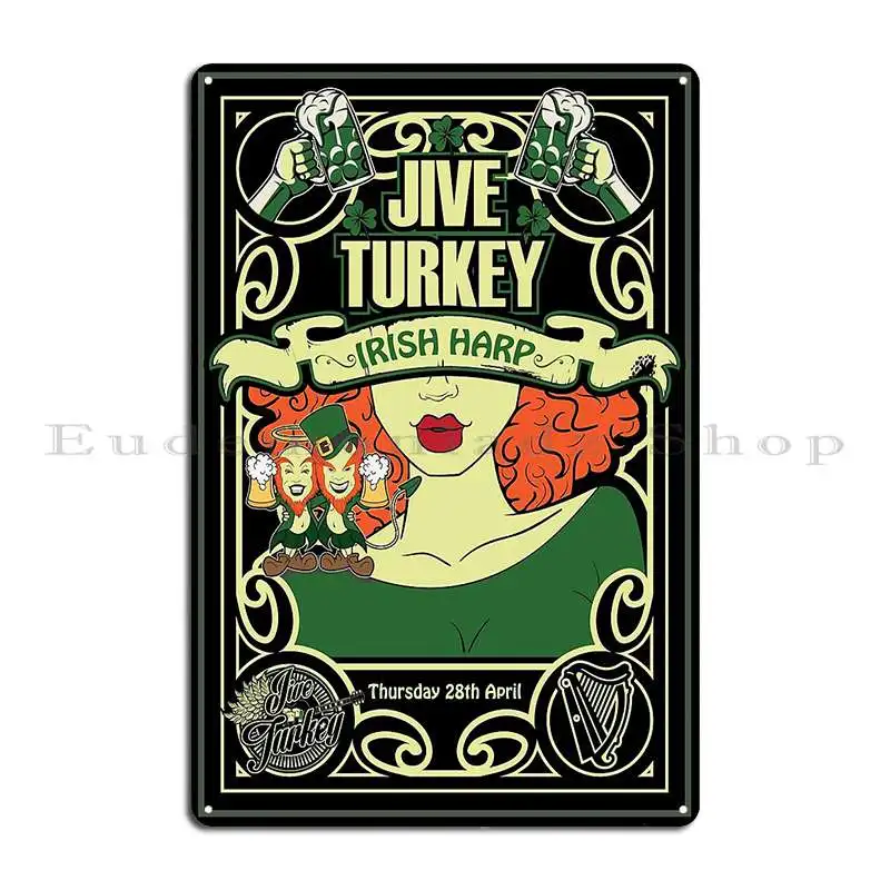 Jive Turkey Irish Harp Metal Sign Poster Cinema Character Club Party Home Decoration Tin Sign Poster