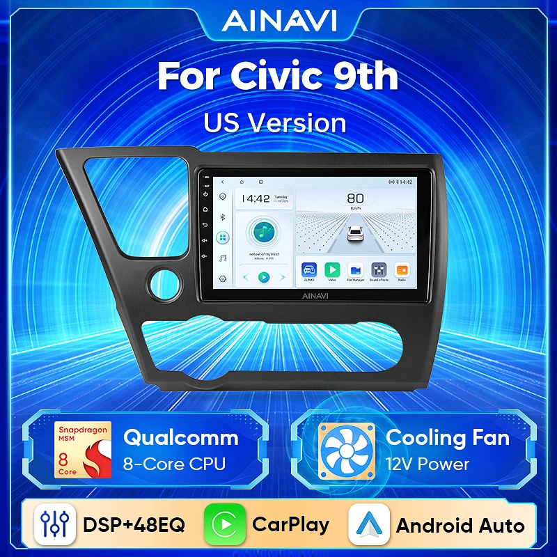 

Ainavi Android 13 Car Radio For Honda Civic 9 9th US Sender Coupe Multimedia Player Video Carplay DSP GPS No 2din DVD Head Unit