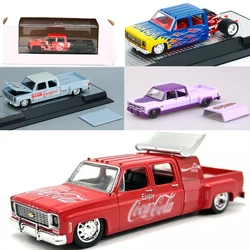 1:64 M2 Machine Alloy Car Model 1/64 1975  Chevrolet GMC Hidden Wheel Pickup Truck Cheyenne Super Flame Tail Boys Birthday Gifts