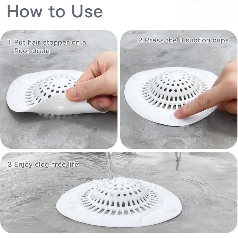 1pc White Silicone Shower Drain Hair Catcher - Anti-Clog, Lightweight, Efficient Water Flow for Bathroom Use