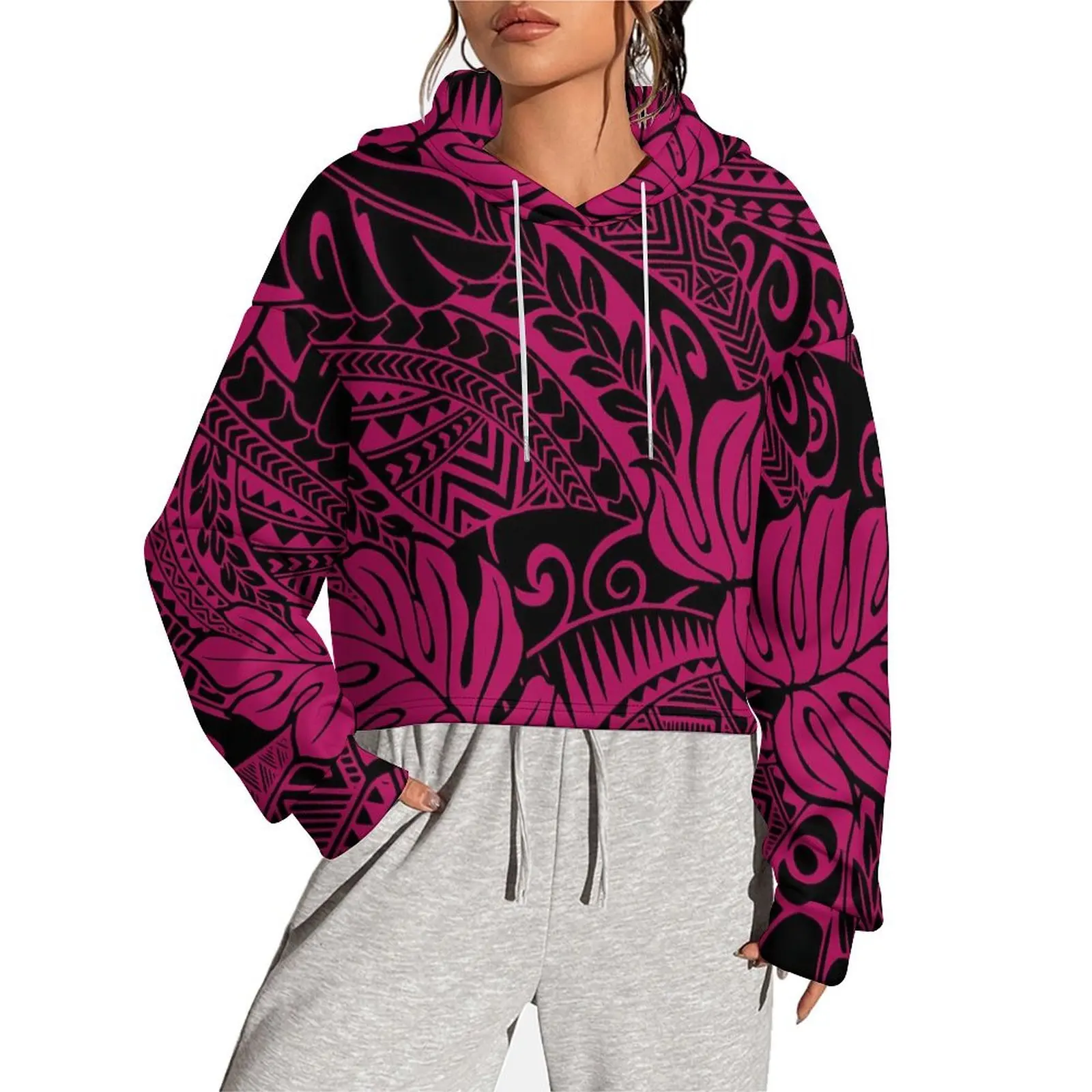 High Quality Customized Logo Oversize Hoodies Women Top Fiji Tonga Samoa Hawaii Polynesian Tribal Print Hooded Sweatshirts