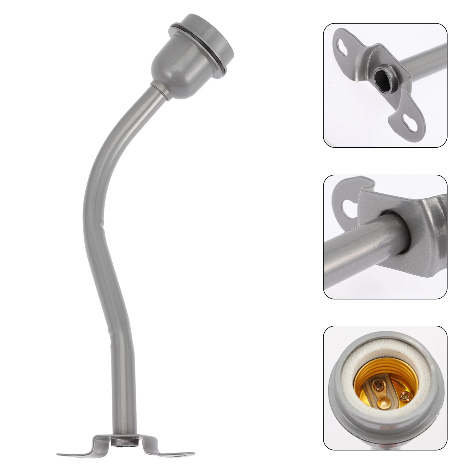 

Waterproof Metal Lamp Pole E27 Base Wall Mounted Outdoor Home Lamp Holder Lighting DIY Accessory Light Supplies