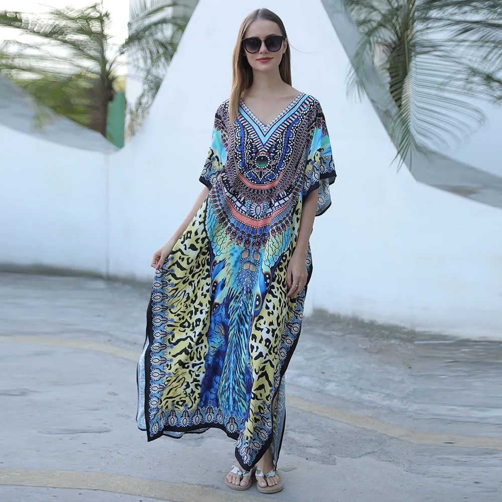 

2023 Spring Summer Beach Blouse Quick-drying Print Seaside Sunscreen Suit Loose Holiday Gown Bikini Swimsuit Women Blouse P5