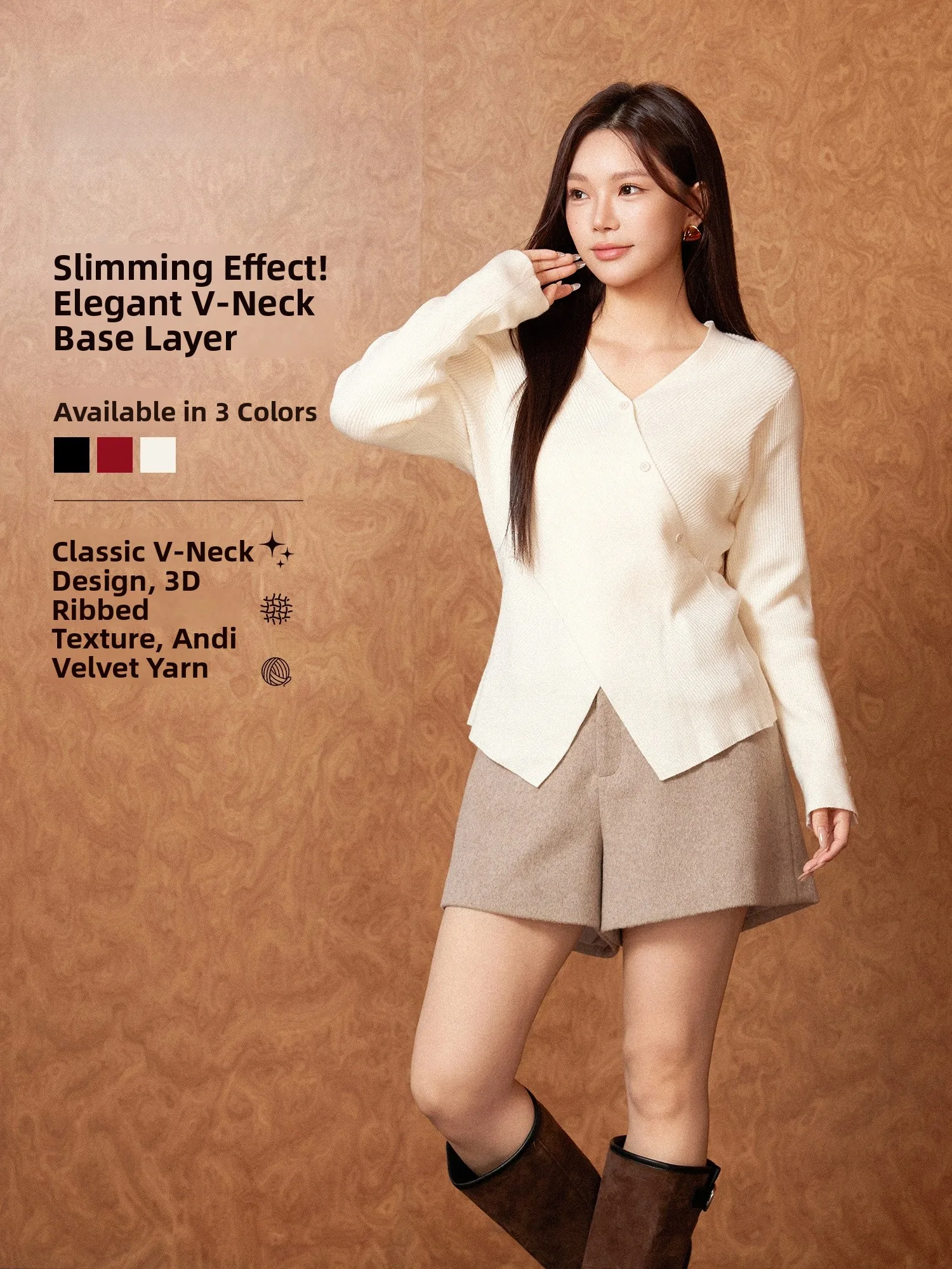

Plusmall Winter Night Small Stove Women's Fleece V-neck Slim Fit Base Shirt Versatile Practical Casual Style Long Sleeve Knit...