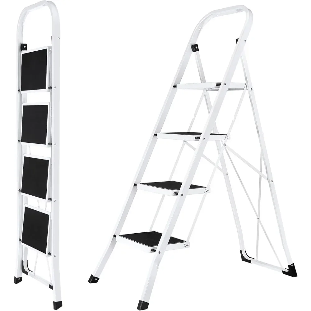

Step Ladder 4 Step Folding Step Stool Foldable for Adults with Handrails Heavy Duty Foldable Stepping Stool with Wide Anti-Slip