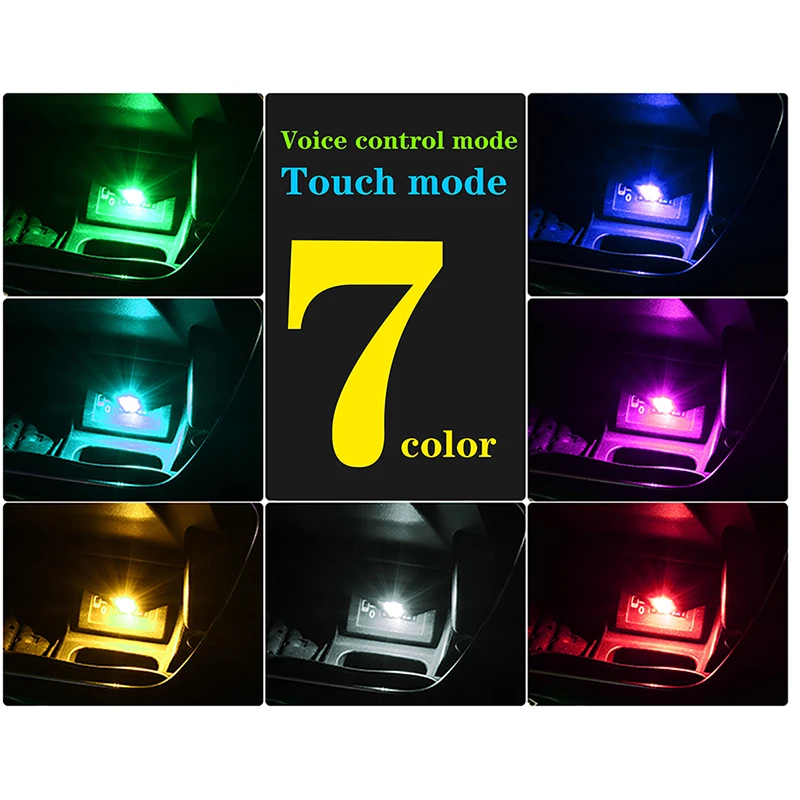 USB Mini LED Atmosphere Light  DJ Ambient Lighting Plug RGB Touching Sound Control Car Decorative Accessories