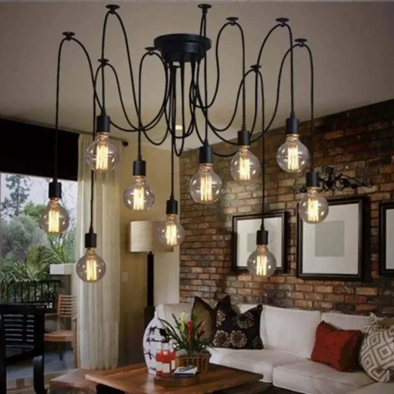 New Modern Living Room Long Lights Lighting Spider Pendant Foyer Ceiling Luxury Fixture Chandeliers