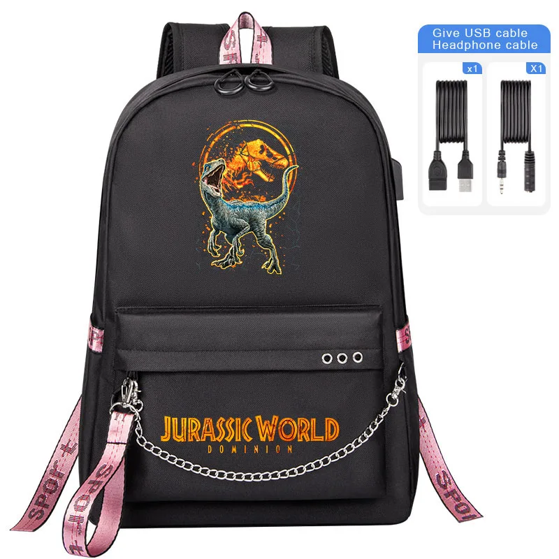 NEW Jurassic Park Dinosaur Magma Boy Girl School backpack Fashion USB High quality Kids Students Schoolbag Laptop Bag