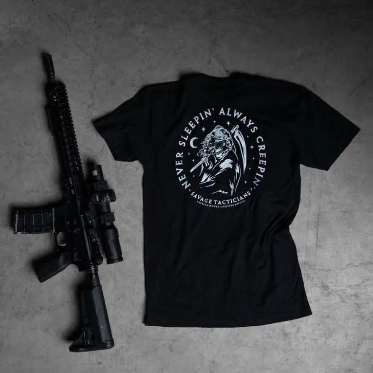 Creepin Savage Tacticians Military Tactical Trend Brand Graphic T-Shirt Cotton Men Women Streetwear Tee
