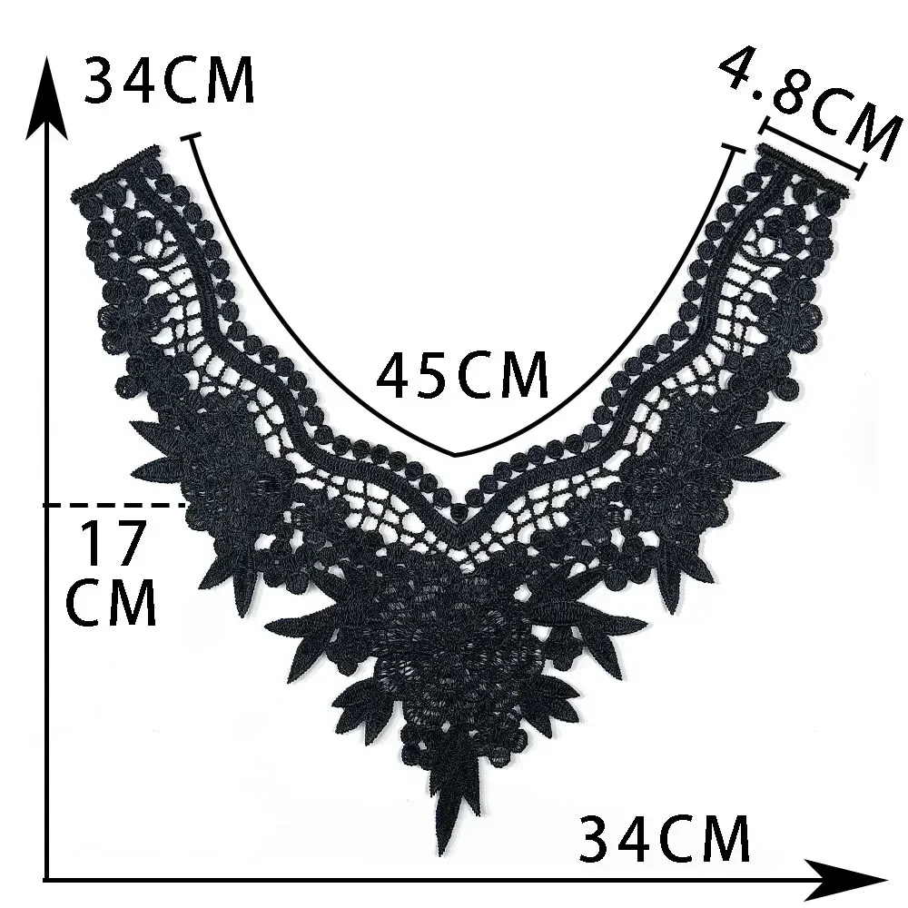 Black and white polyester embroidery hollowed out collar DIY sewing decoration dress clothing collar accessories