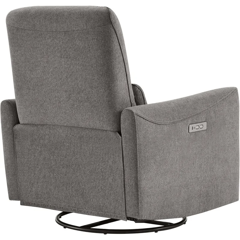 Power Recliner Chair Swivel Glider, FSC Certified Fabric Living Room Reclining Sofa Chair with Lumbar Support, Metal Grey