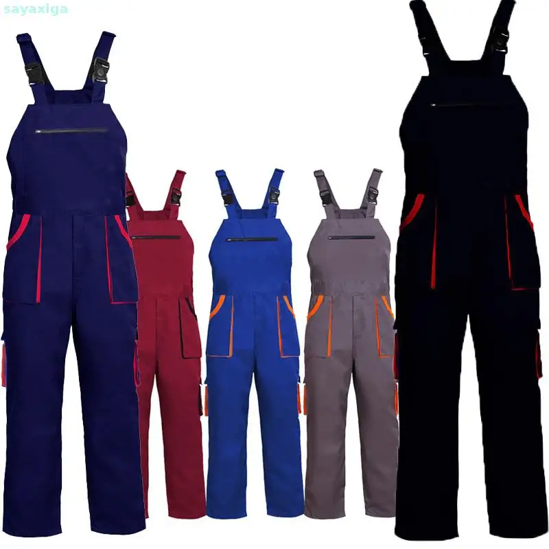 Bib Overalls Mens Women Work Clothing Plus Size Protective Coveralls Strap Jumpsuit Multi Pockets Uniform Sleeveless Cargo Pants