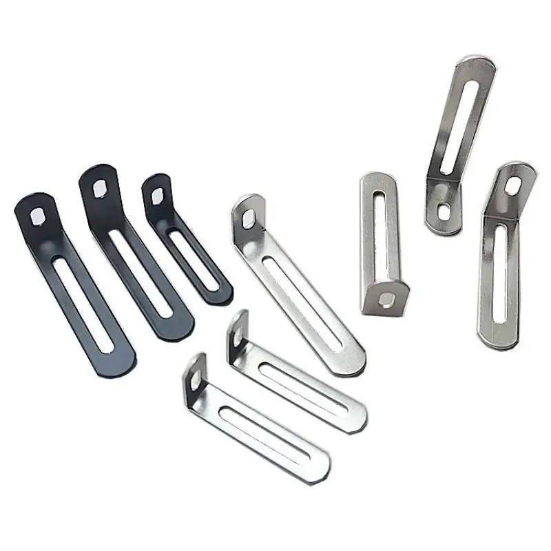 10Pcs Hardware Accessories Black And Silver L-shaped Adjustable Angle Brackets Suitable For Furniture Anti Tilt Bookshelves